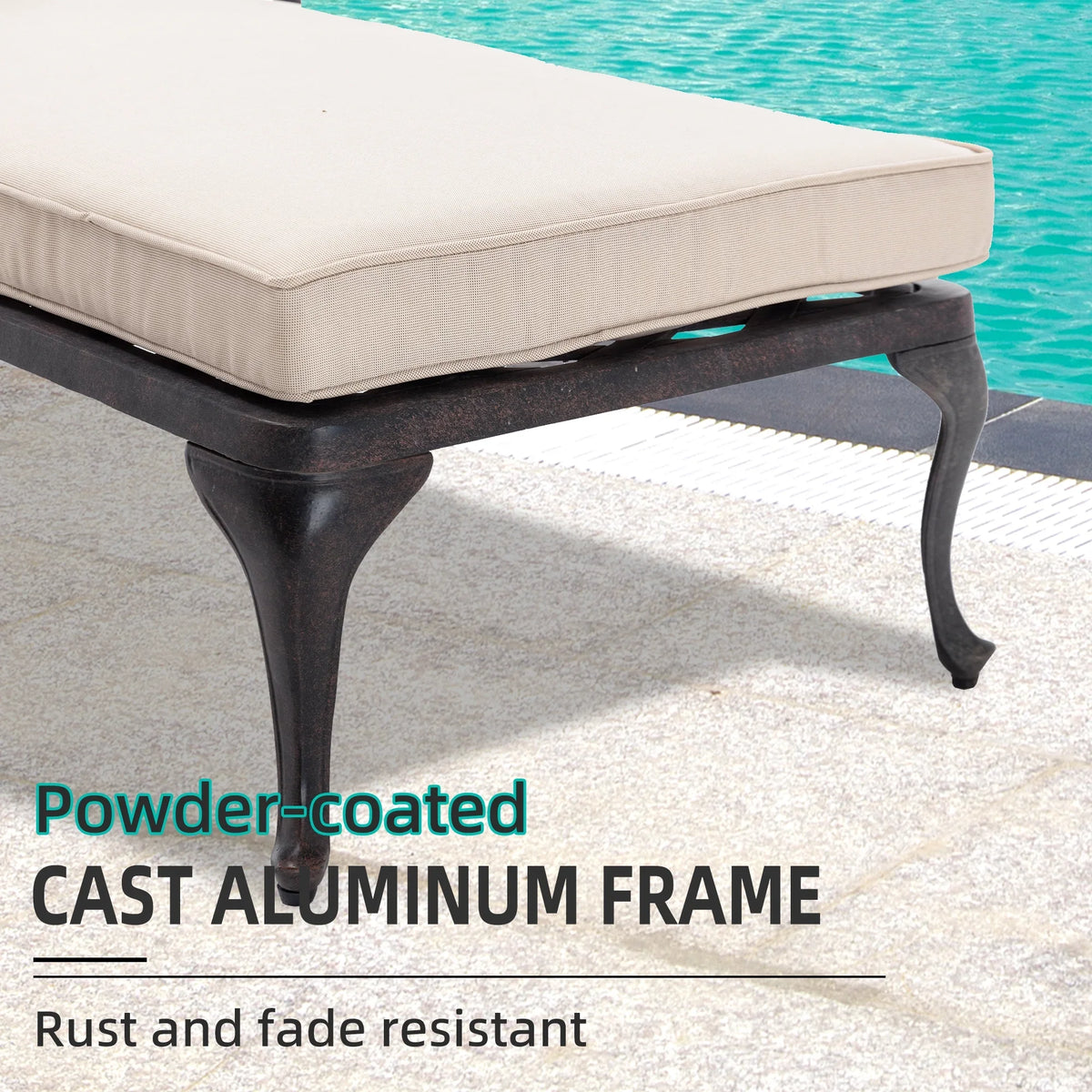 Homefun Aluminum Weatherproof Outdoor Chaise Lounge, Antique Bronze