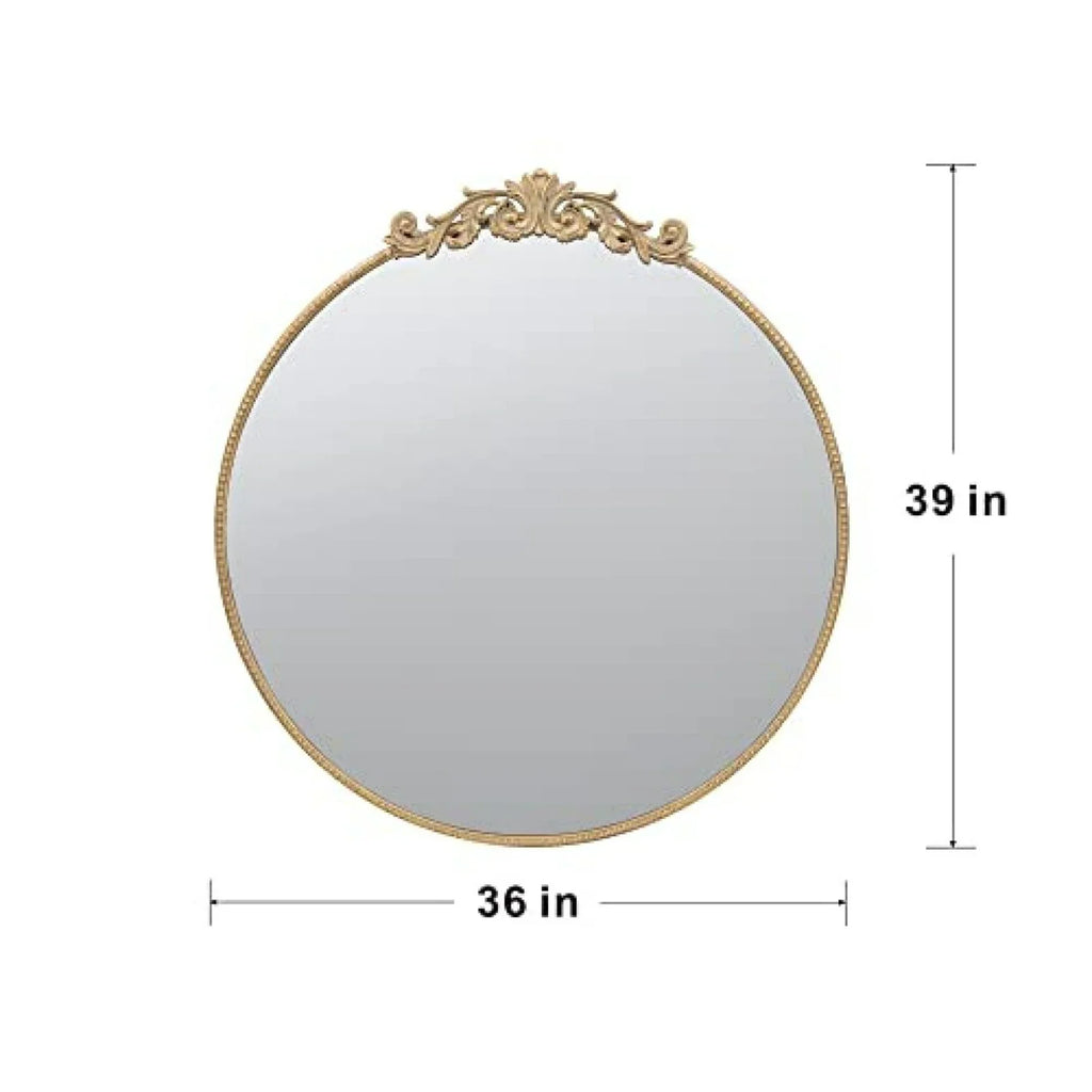 Gallan 36x 39 Inch Oval Gold Mirror, Wall Mounted Mirror with Metal Frame, Suitable for Bathroom, Living Room, Bedroom