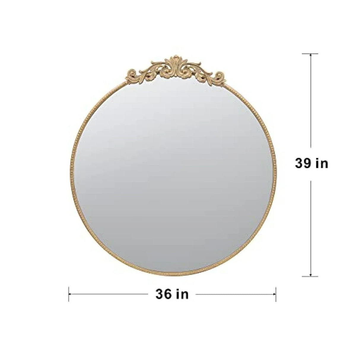 Gallan 36x 39 Inch Oval Gold Mirror, Wall Mounted Mirror with Metal Frame, Suitable for Bathroom, Living Room, Bedroom