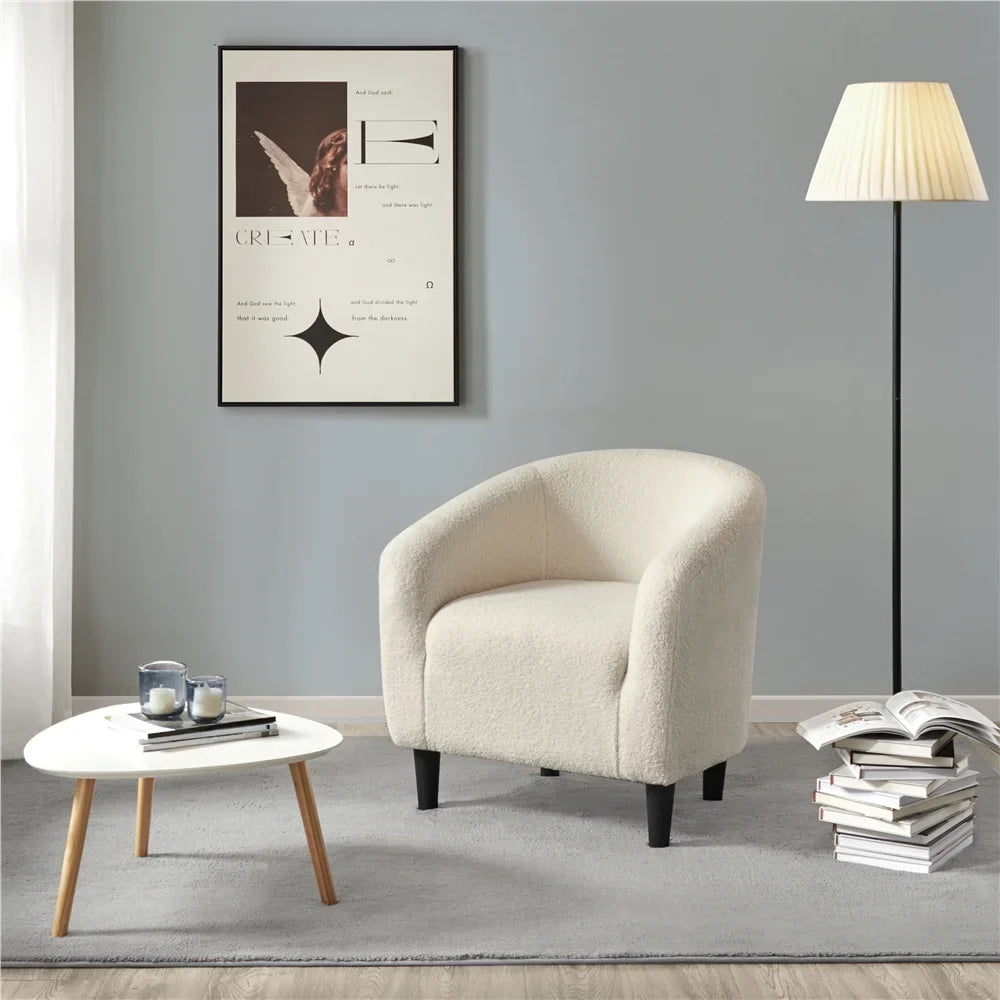 Topeakmart 2pcs Boucle Club Accent Chair for Livingroom, Ivory