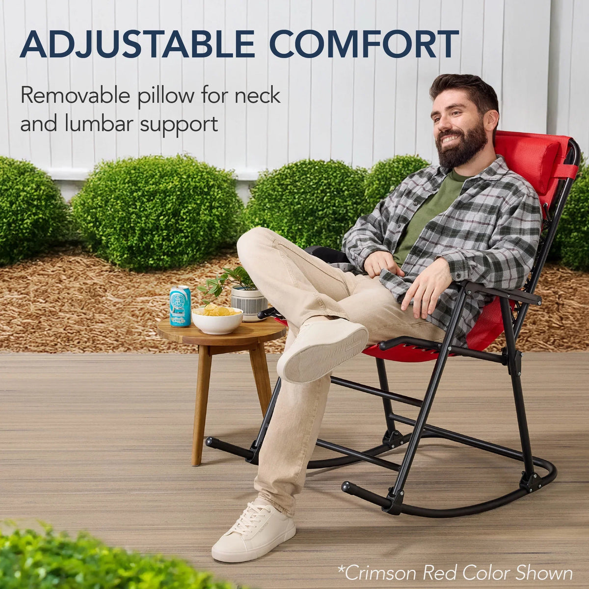 Best Choice Products Folding Outdoor Zero Gravity Rocking Lounge Chair w/ Headrest Pillow - Black