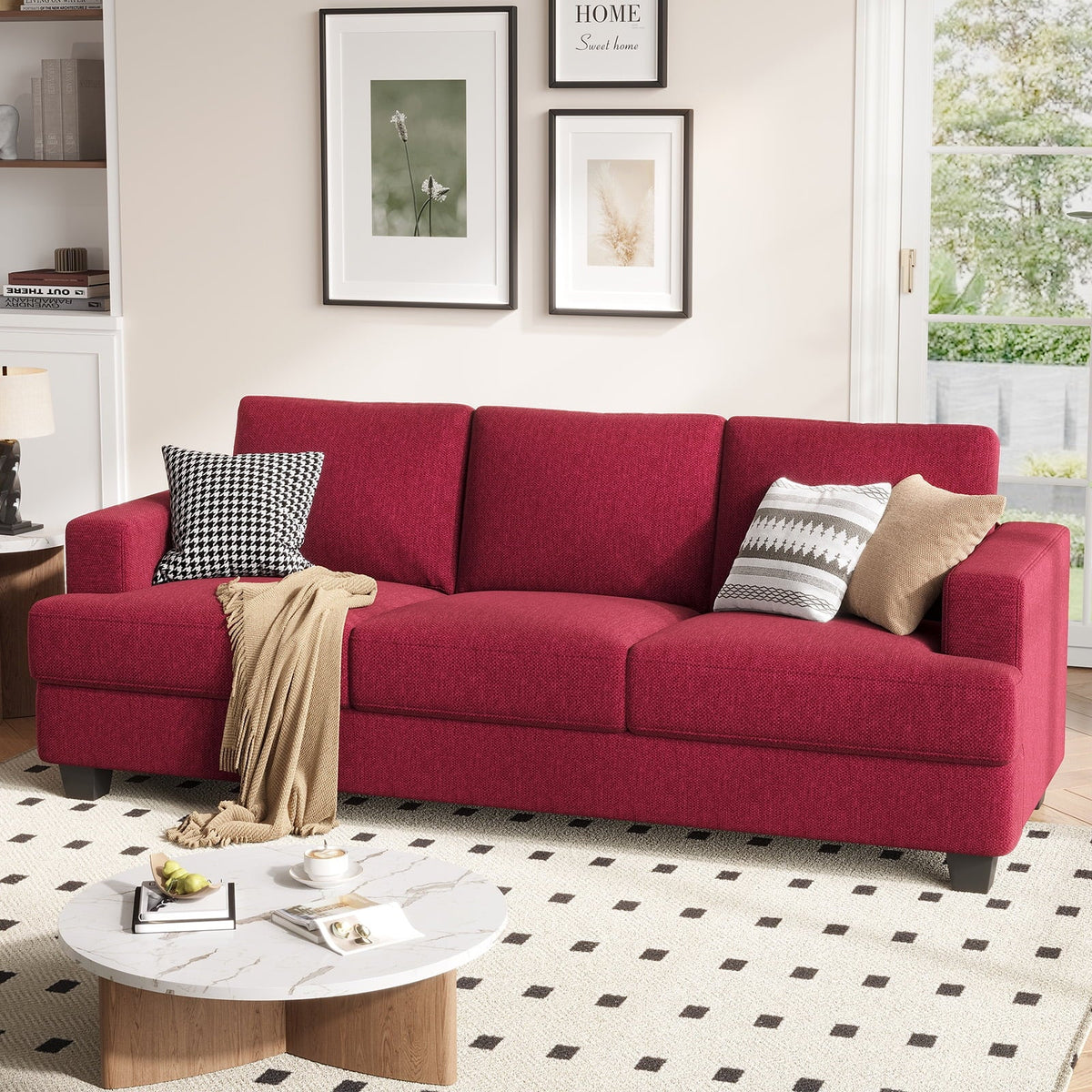 BLAZANT 3 Seater Sofa Oversize, 89" Extra Large Size Sofa Couch with Extra Deep Seats, Modern Loveseat Sofa, Comfortable Fabric, Easy to Install, for Living Room Apartment Lounge, Brown