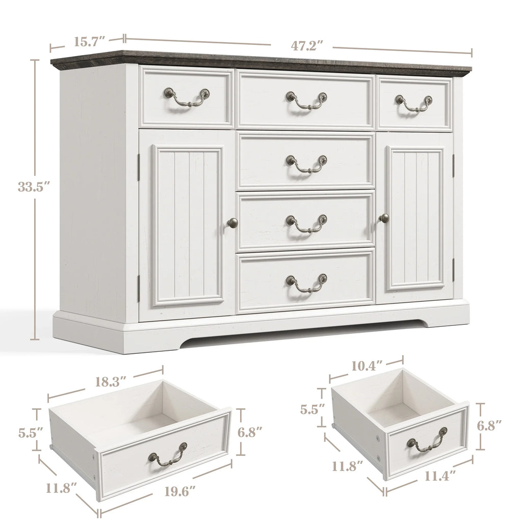 EnHomee Wood Dresser for Bedroom 9 Drawer Dressers&Chest of Drawers 63"L x 15.7"W x 31.5"H,Brown