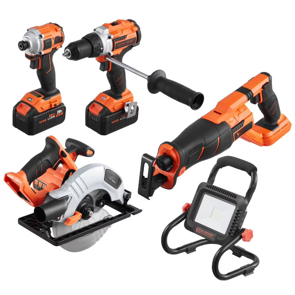 Tool Combo Kit 20V Brushless 5-Tool Cordless Power Tool Combo Kit with Batteries