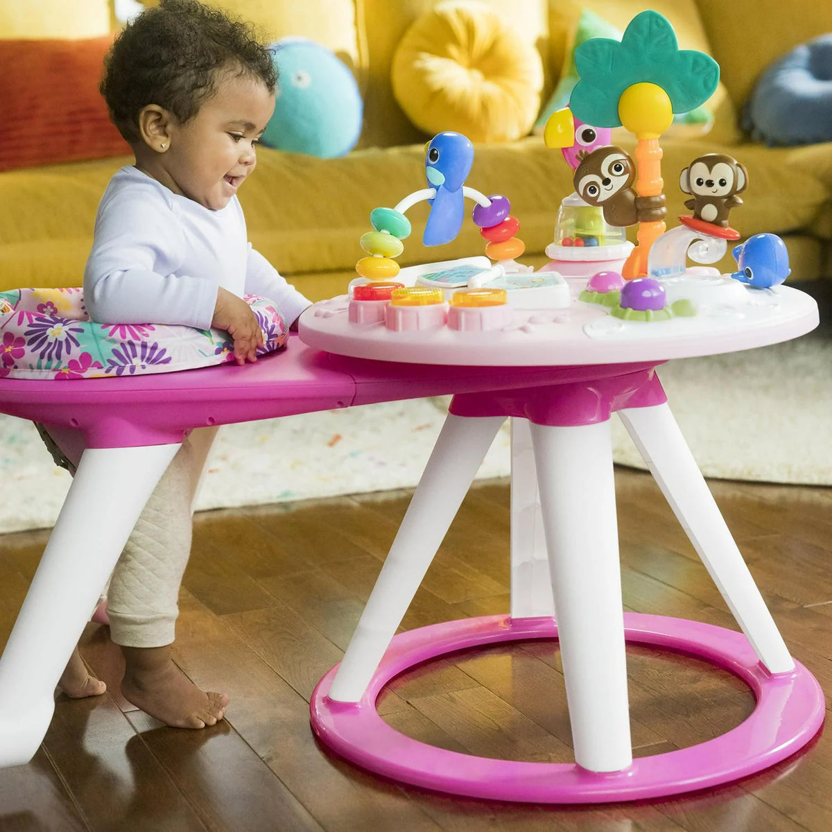 Bright Starts Around We Go 2-in-1 Walk-Around Baby Activity Center & Table. Tropic Coral. Age 6 Months+