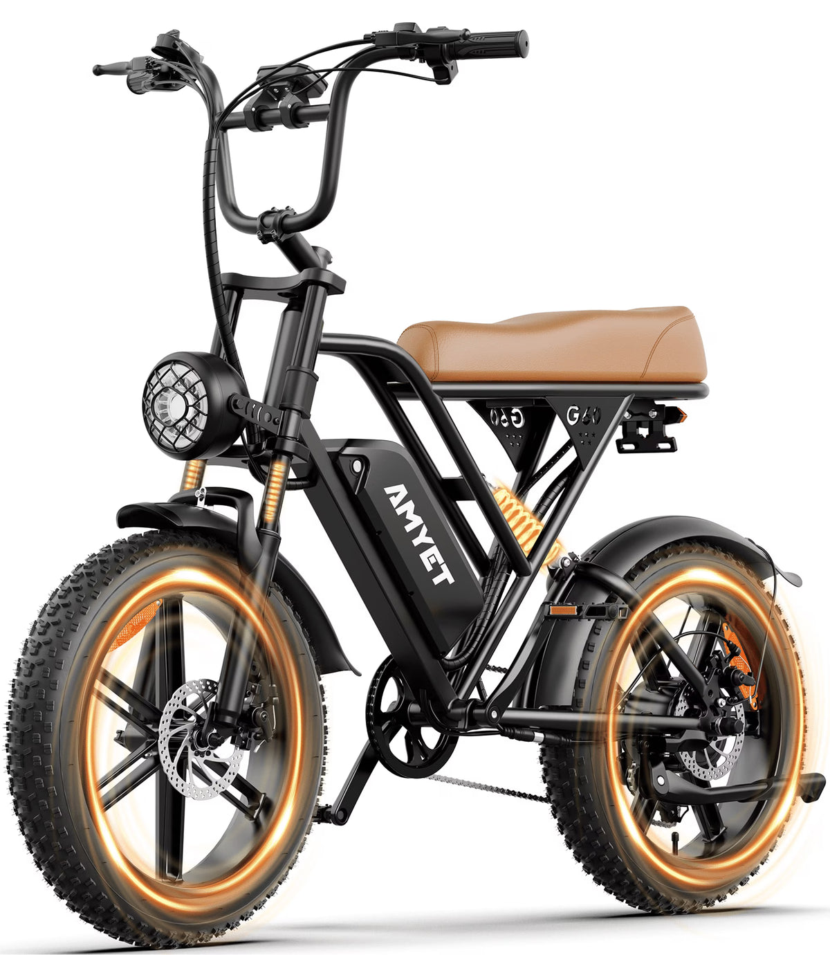 AMYET G60 Peak 1500W Electric Bike, 20" Fat Tire E-Mountain Bikes, 48V 20Ah 32MPH Ebike for Adults Full Suspension UL2849