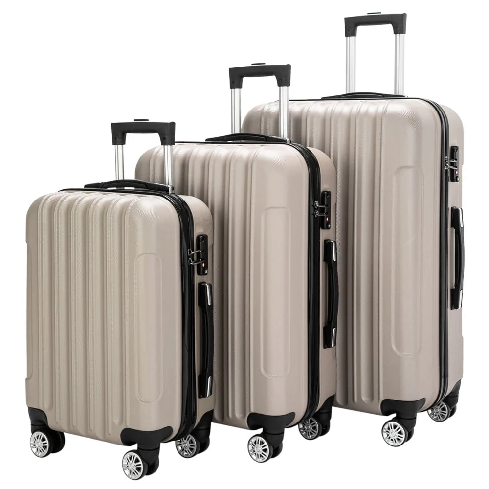 Red 3-Piece Hardshell Spinner Luggage Set (20in, 24in, 28in) - Large ABS Suitcase Set with 8 Wheels, Lightweight & Durable for Travel