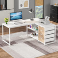 Tribesigns 59" L-Shaped Office Desk, Modern Reversible Computer Study Desk for Home Office, White