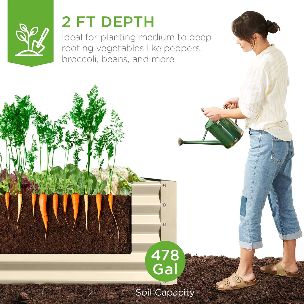 Best Choice Products 8x4x2ft Outdoor Metal Raised Garden Bed, Planter Box for Vegetables, Flowers, Herbs - Gray