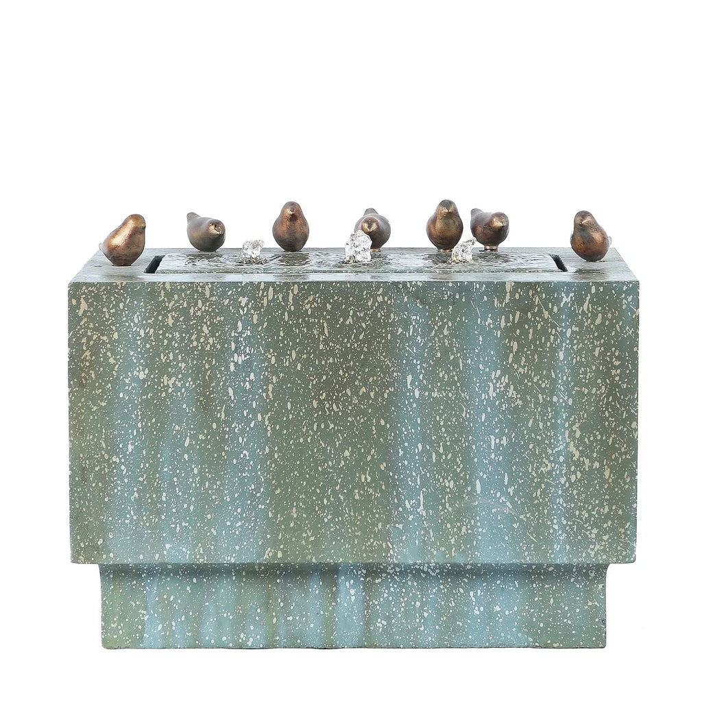 LuxenHome 24 Inch Outdoor Water Fountain, Resin Stone and Patina Rectangular Water Fountains Outdoor and Indoor with LED Lights