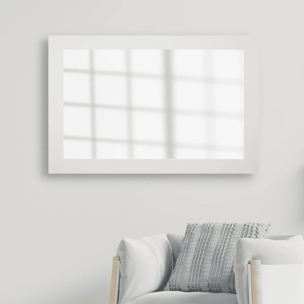 Pendleton Rustic White Framed Wall Mirror, Rectangular Vanity Mirror, Multiple Sizes
