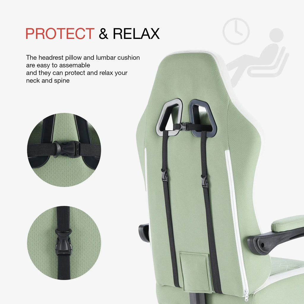 MCQ Ergonomic Swivel Gaming Chair with Headrest Lumbar Support for Home Office, Black and Grey