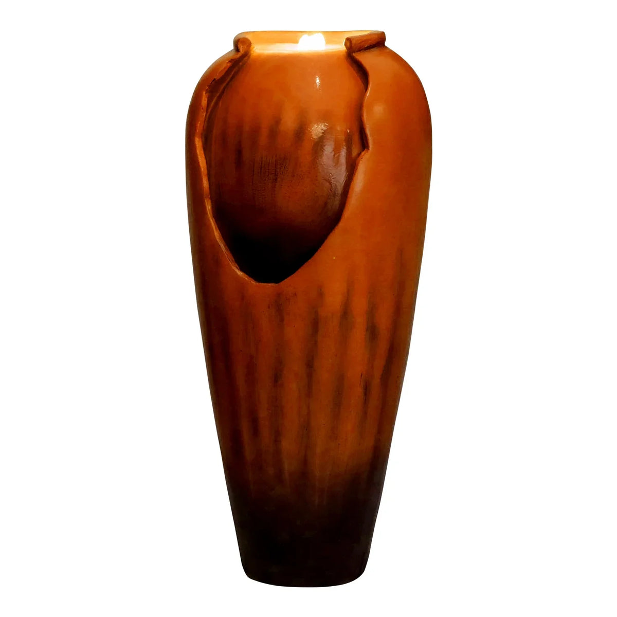 ourrco 30.7"H Concrete Vase Water Fountain, Modern Cascading Waterfall Feature with LED Lighting and Pump, Perfect for Indoor or Outdoor Home and Garden Decor, Red