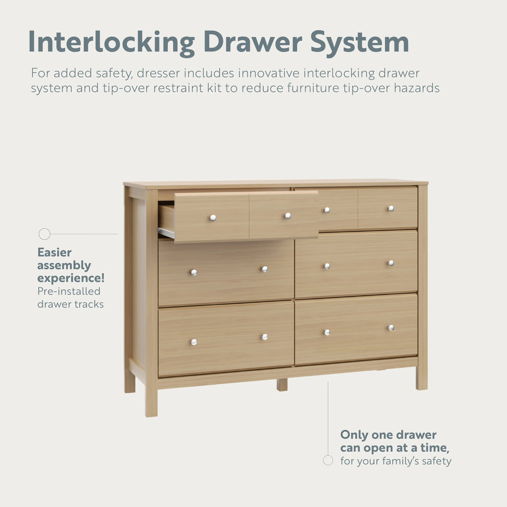 Storkcraft Horizon 6 Drawer Nursery Double Dresser, Driftwood