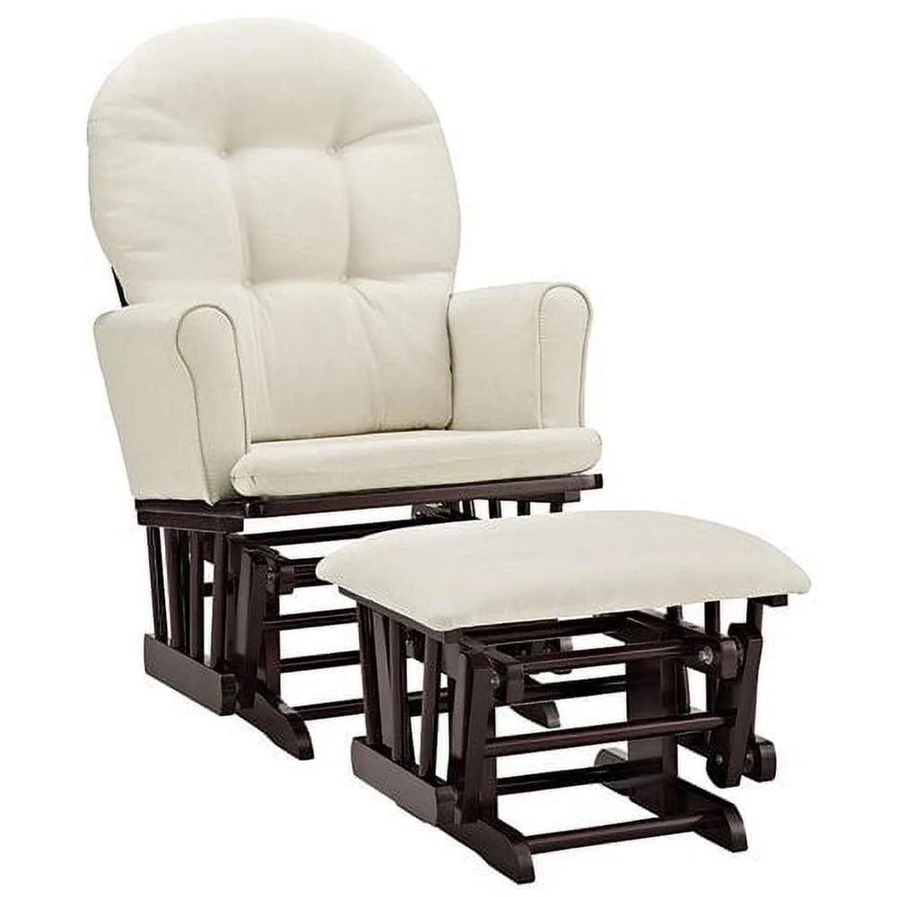 Angel Line Brookside Glider and Ottoman. White with Gray Cushions