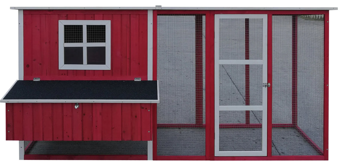 Wooden Portable Backyard Chicken Coop and Run with Chicken Coops, Red Fits 4-6 Chickens