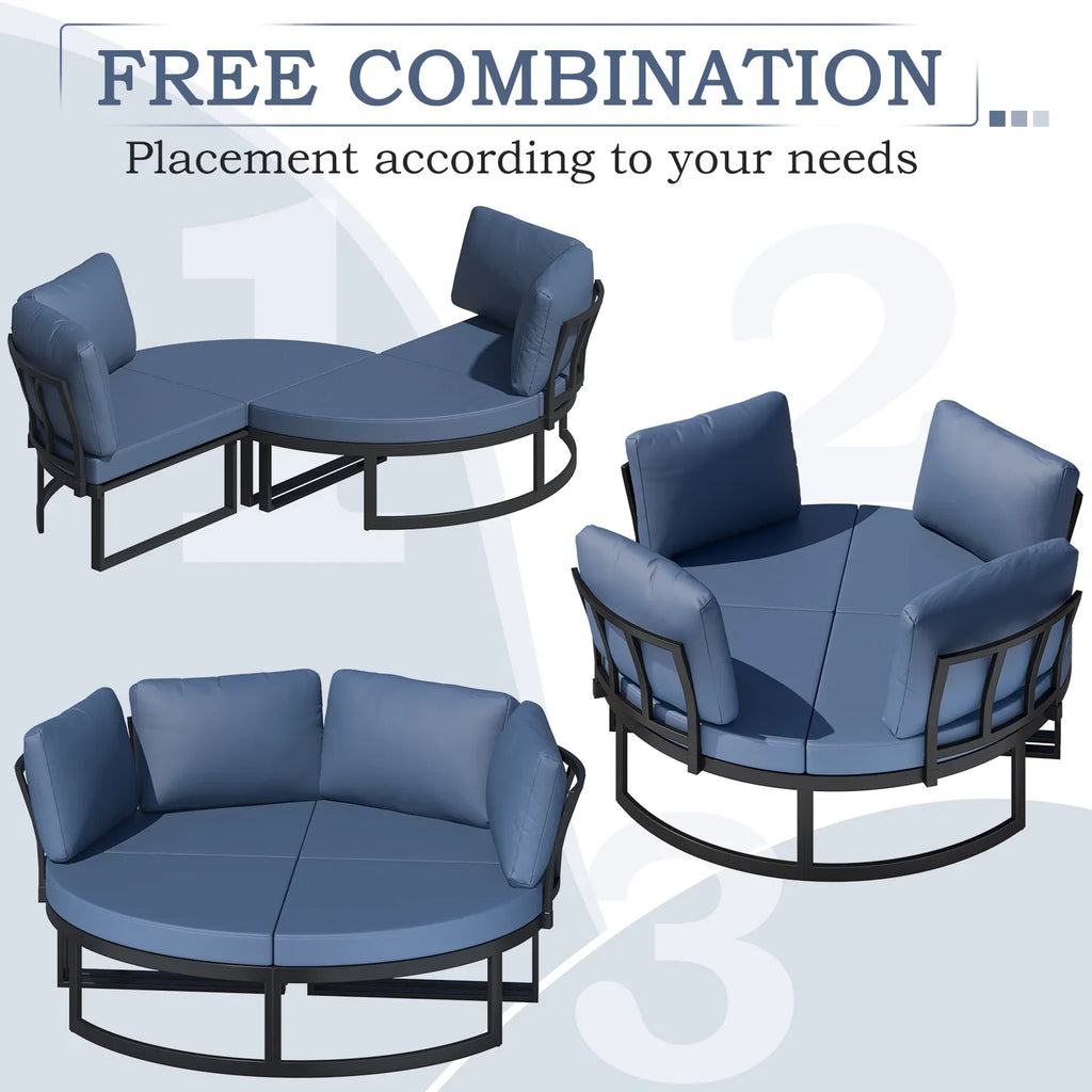 AECOJOY Metal Patio Furniture Set 73" Outdoor Conversation Set Patio Sectional Sofa Couch with Removable Cushions in Beige