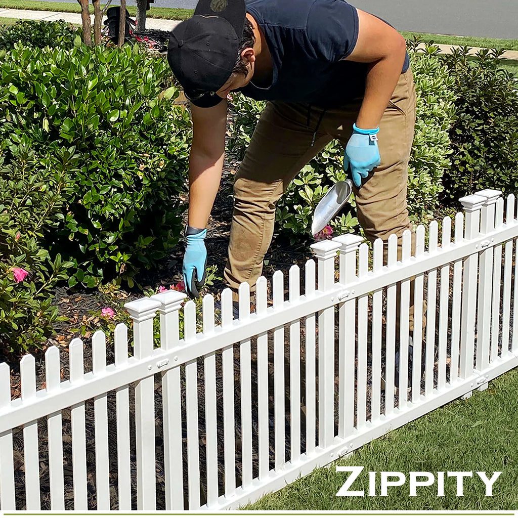 2ft H x 2ft W (3 Panels) No Dig Zippity Roger Rabbit Garden Fence Kit, White Vinyl Picket Fence Panels, Perfect Garden Fences and Borders for Dogs, Dog Fence Outdoor for Yard, ZP19056