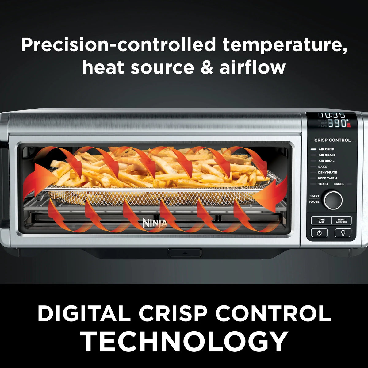 Ninja. SP101 Foodia?" 8-in-1 Digital Air Fry Oven, Flip-Away for Storage, Dehydrate, Keep Warm