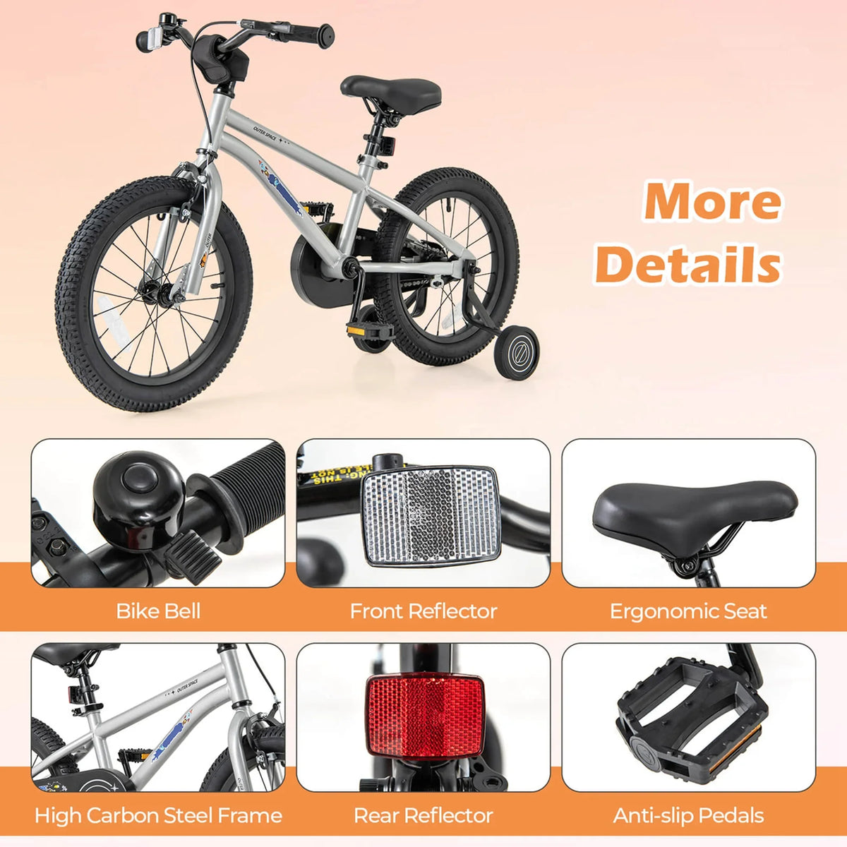 Costway 16-Inch Kid’s Bike for 4-7 Years Old with Adjustable Saddle & Anti-slip Handlebar Black