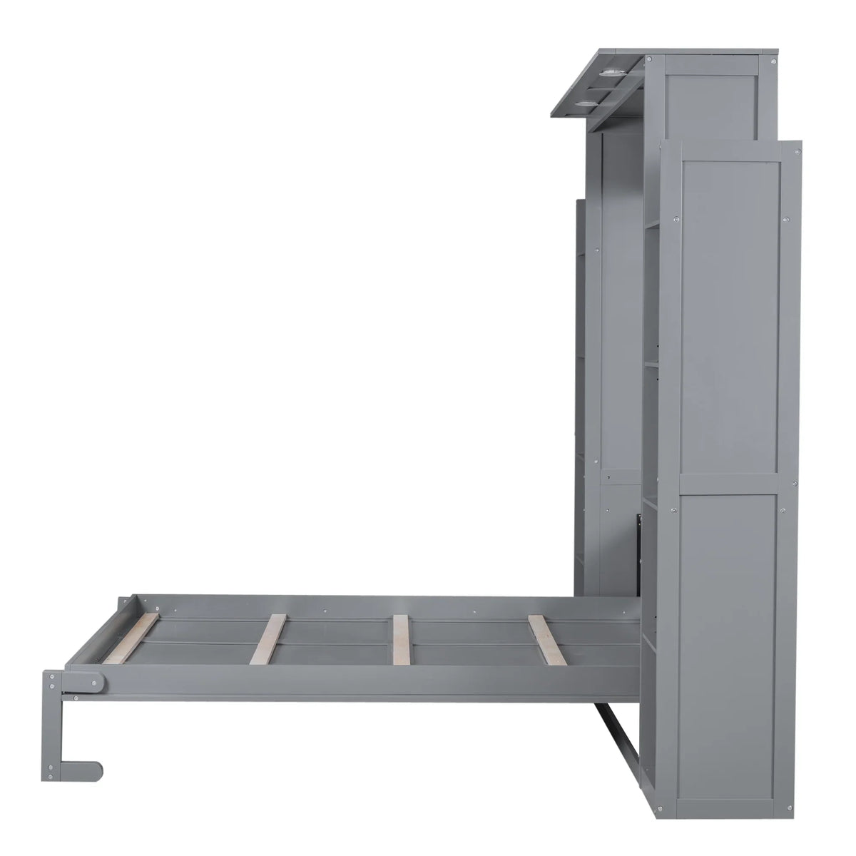 Harper & Bright Designs Full Size Murphy Bed with Shelves, Foldable Wall Bedframe w/Flexible Slats Support, Space-Saving Design, Can Be Folded Into Cabinet, White