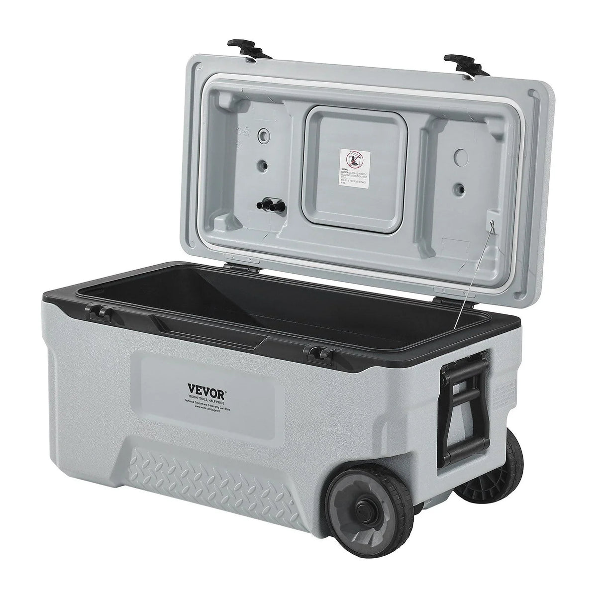 74 QT Wheeled Cooler - 120 Can Capacity Portable Ice Chest with Heavy-Duty Wheels & Cup Holders, Insulated Outdoor Cooler for Camping, Tailgating, Beach & BBQs, Leak-Proof Drain & Extended Cold Reten