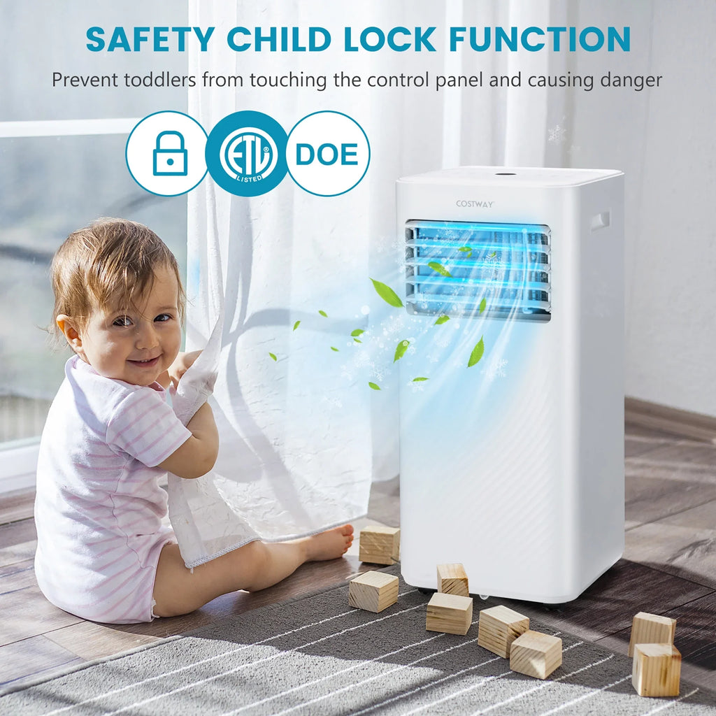 Costway 5000 BTU (8000 BTU ASHRAE) Portable Air Conditioner 4-in-1 AC Unit with Cool Fan Dehum Sleep Mode