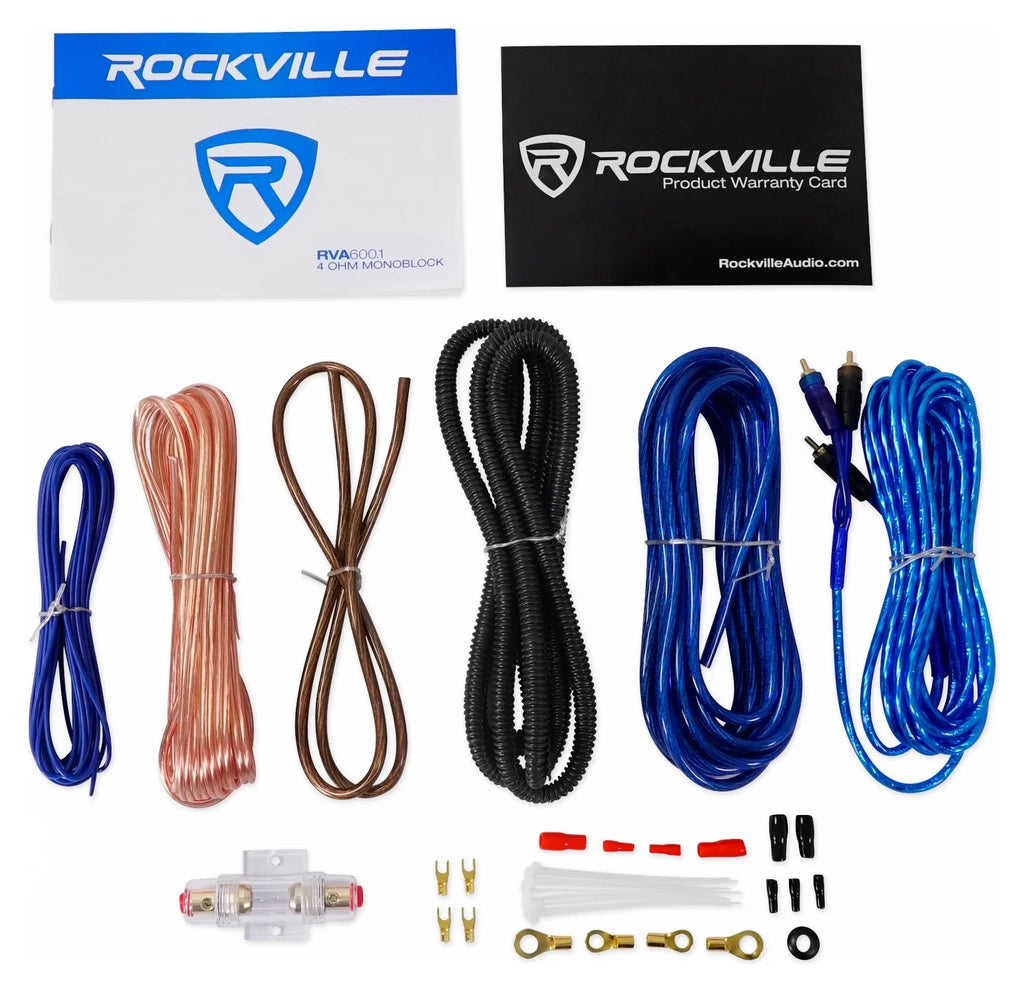 Rockville RV10.1D 500w 10" Loaded Car Subwoofer Enclosure+Mono Amplifier+Amp Kit
