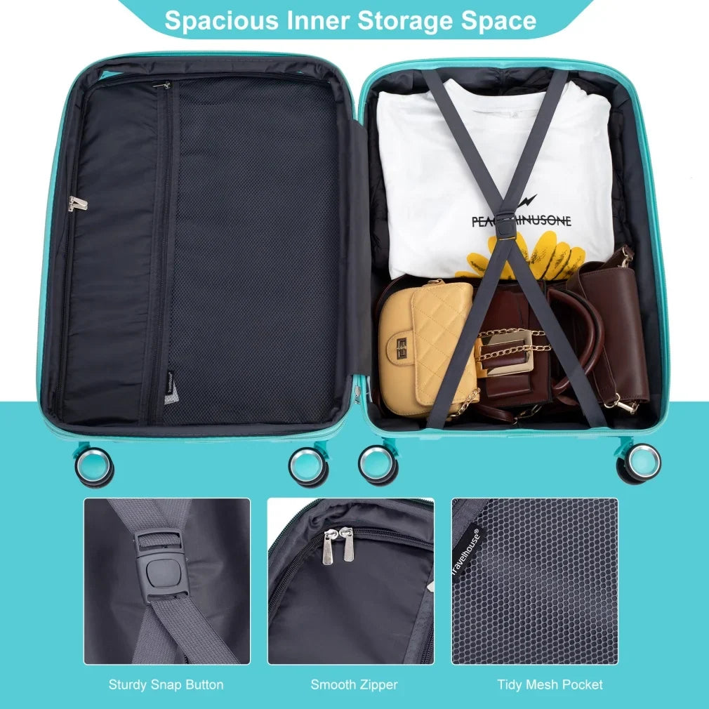 3 Pieces Luggage Set (20/24/28), Expandable PP Lightweight Hardshell Durable Suitcase with 4 Double 360 Degrees Mute Spinner Wheels and TSA Lock for Men Women, Black