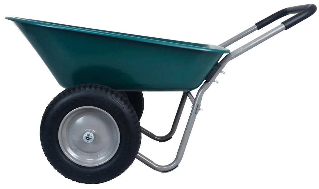 GIANNA Dual-Wheel Garden Cart, Heavy-Duty Yard Wheelbarrow with Built-in Stand for Lawn, Gardening, and Construction �C Green