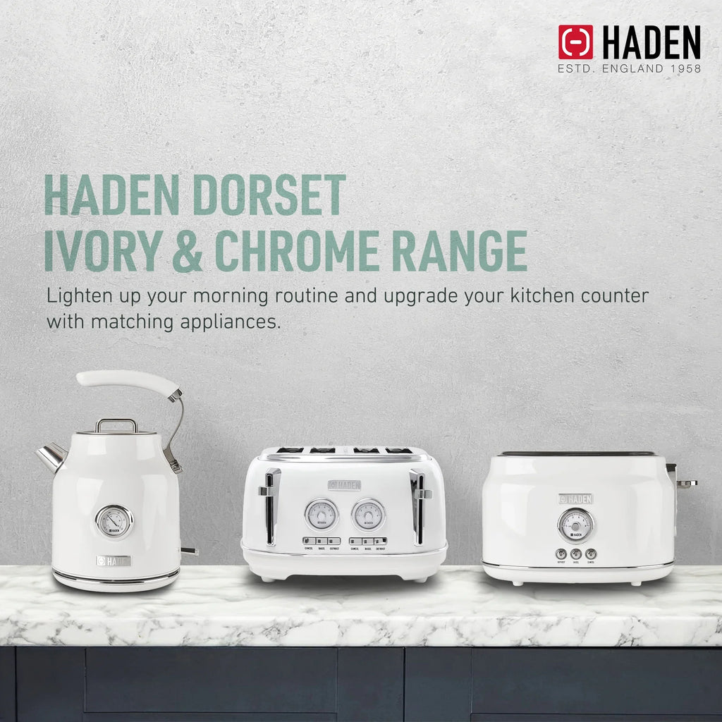 Haden Dorset 2 Slice Wide Slot Stainless Steel Toaster, Cedar Green/Chrome