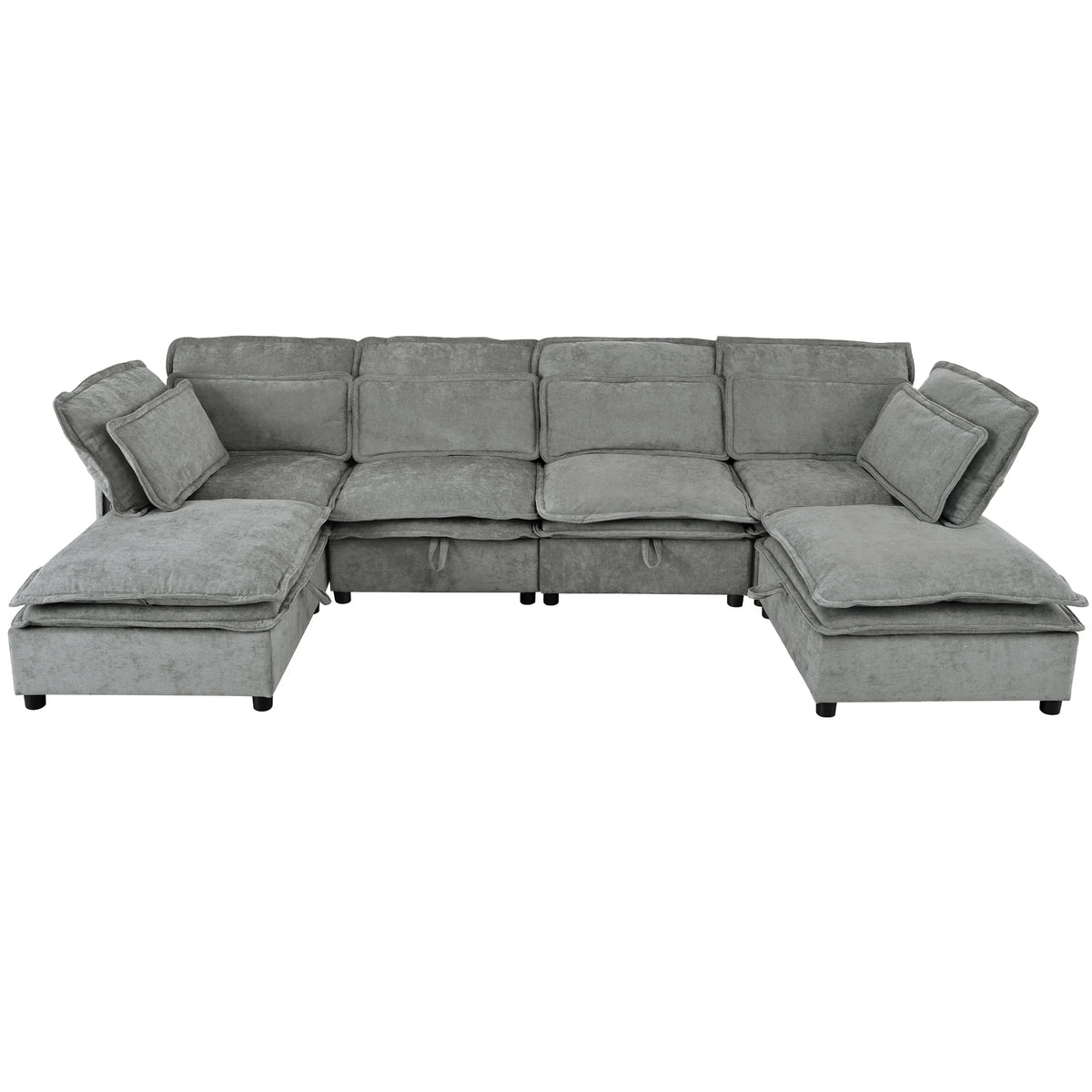 Harper & Bright Designs Modern Modular Corner Sofa Sectional with 2 Storage Ottomans, Free Combination L-Shaped Couch Set with Double-Layer Cushion for Living Room, Dark Blue