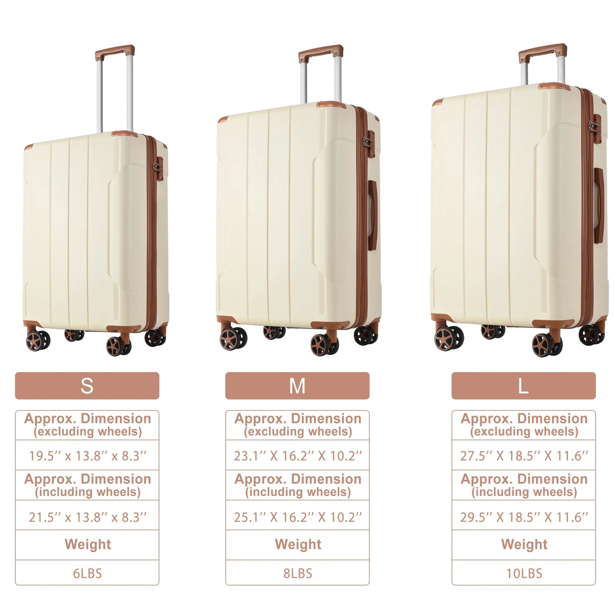 Luggage Sets 3 Piece, Expandable Hard shell ABS Suitcases with Double Spinner, Travel luggage Set