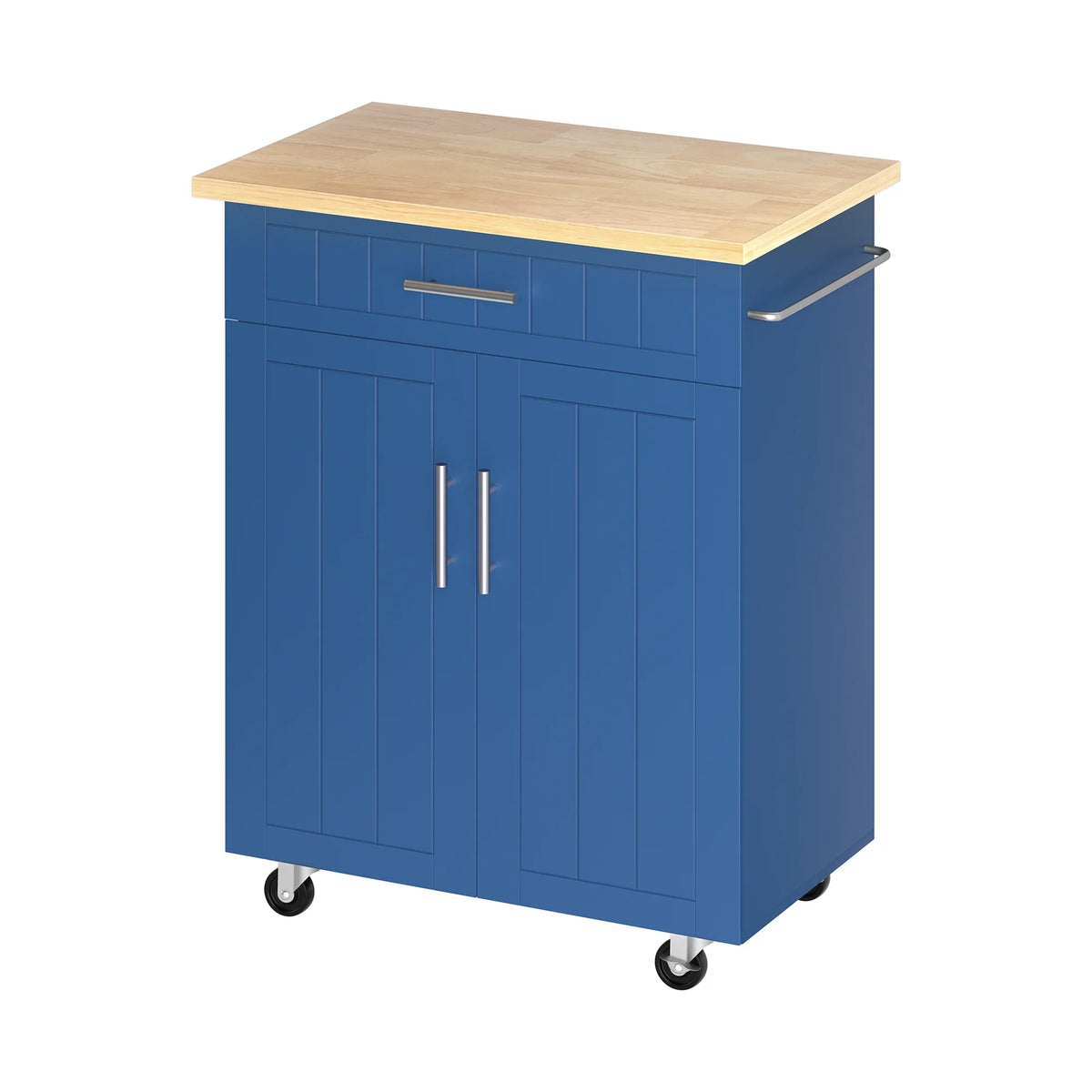 Walsunny Kitchen Island Table Stand with Storage on Wheels,Rolling Kitchen Cart Storage Cabinet with Drawer,White