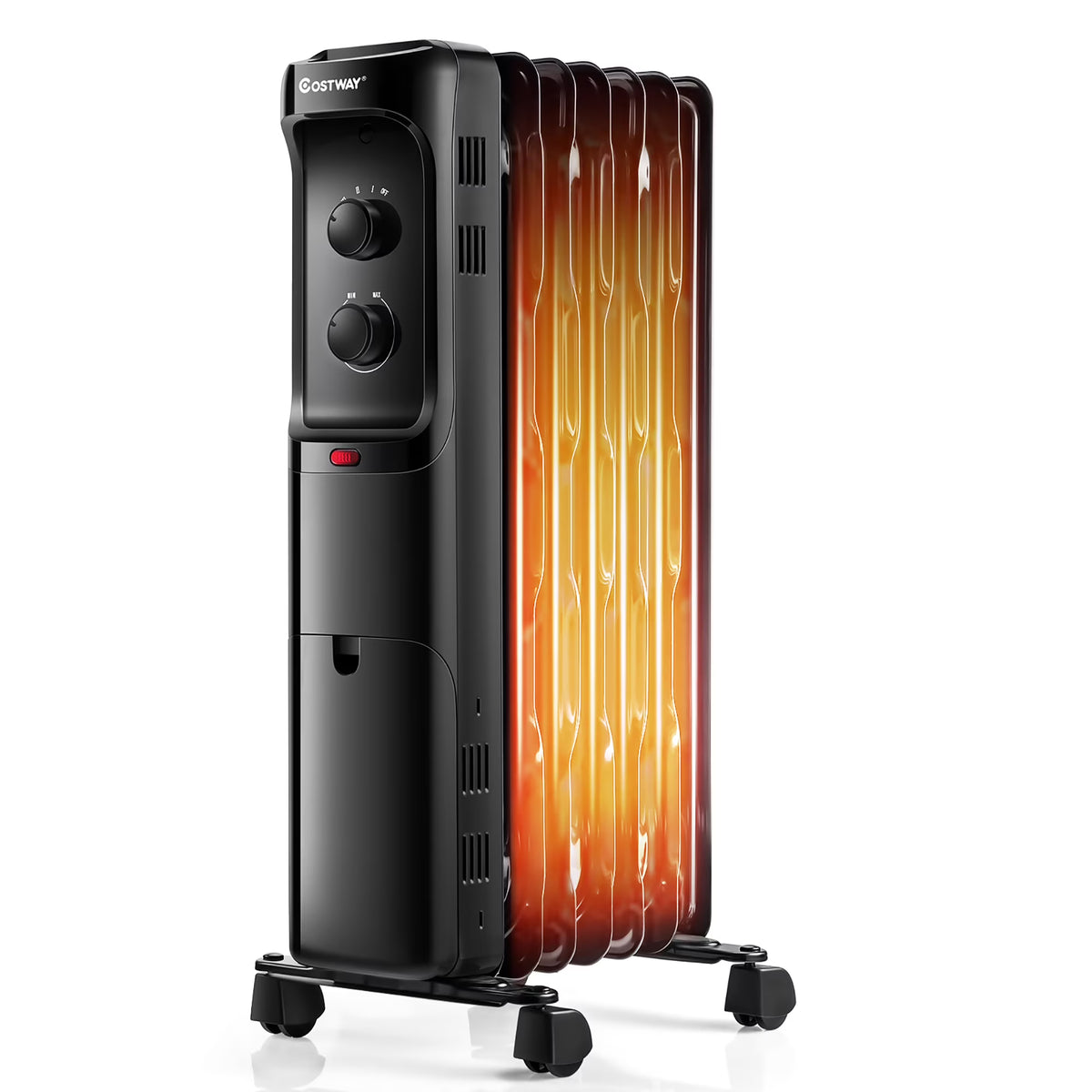 Costway 1500W Oil Filled Heater Portable Radiator Space Heater w/ Adjustable Thermostat White
