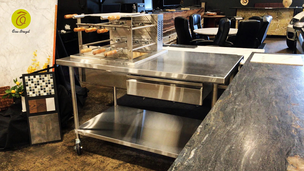 Brazilian BBQ Charcoal Grill - 11 Skewers - Rotisserie System - Oca-Brazil