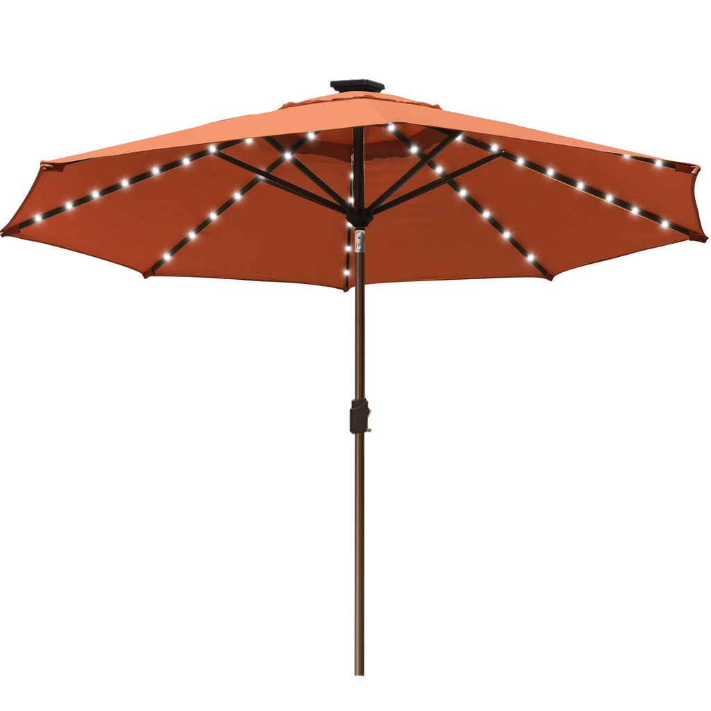 EliteShade Sunbrella Solar Umbrellas 9ft Market Umbrella with 80 LED Lights Patio Umbrellas Outdoor Table Umbrella with Ventilation and 5 Years Non-Fading Top,Ruby