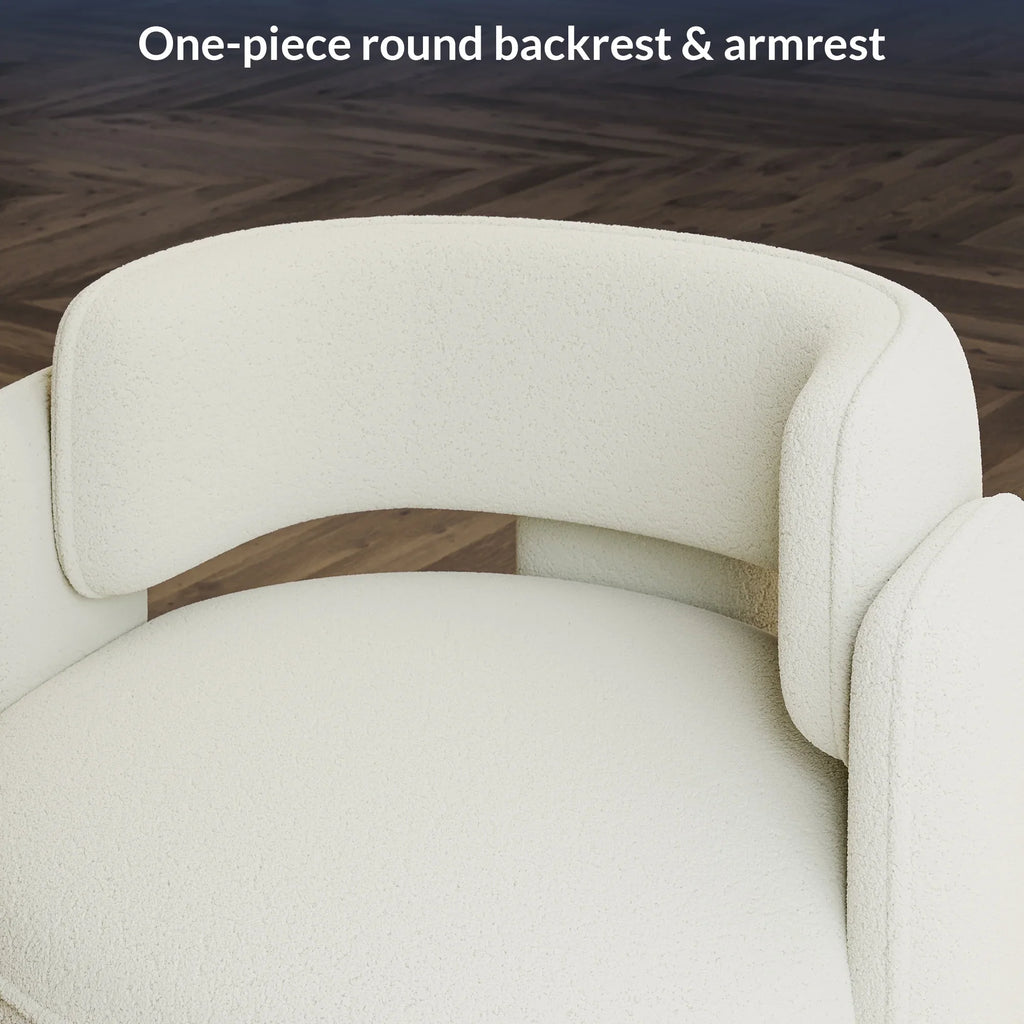 BELLEZE Sherpa Boucle Chair, Modern Barrel Accent Chair Comfy Round Upholstered Armchair Accent Side Chair for Living Room, Bedrooms, Corner - Quinton"White"