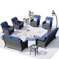 Ovios 8-Piece Wicker Outdoor Sectional Patio Set with Swivel Chairs and Loveseat, Gray