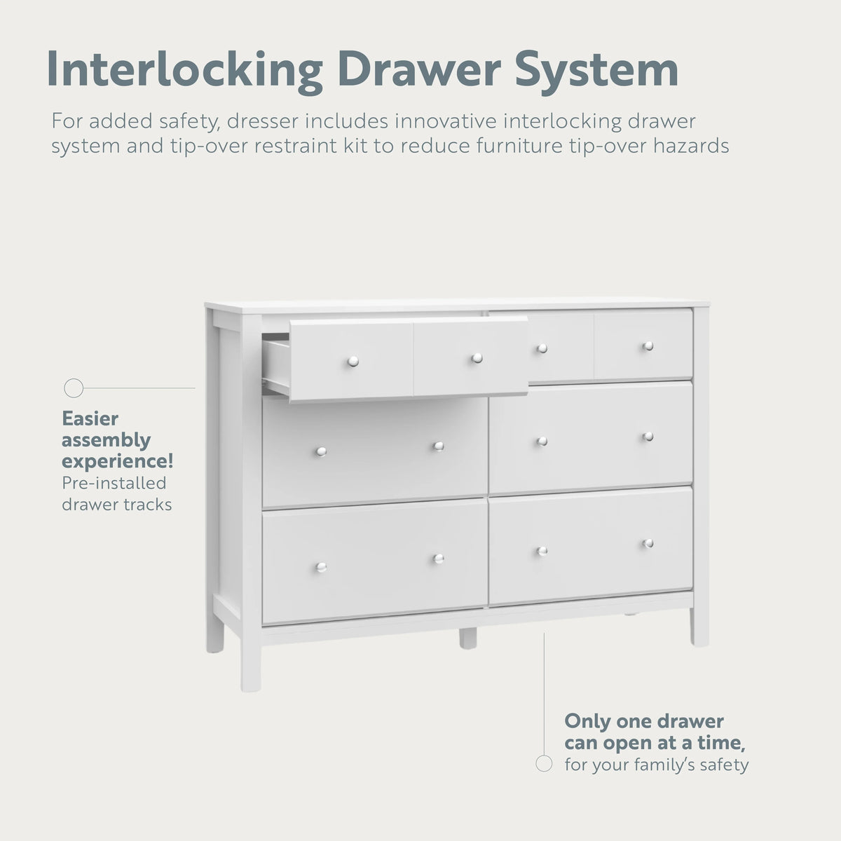 Storkcraft Horizon 6 Drawer Nursery Double Dresser, Driftwood