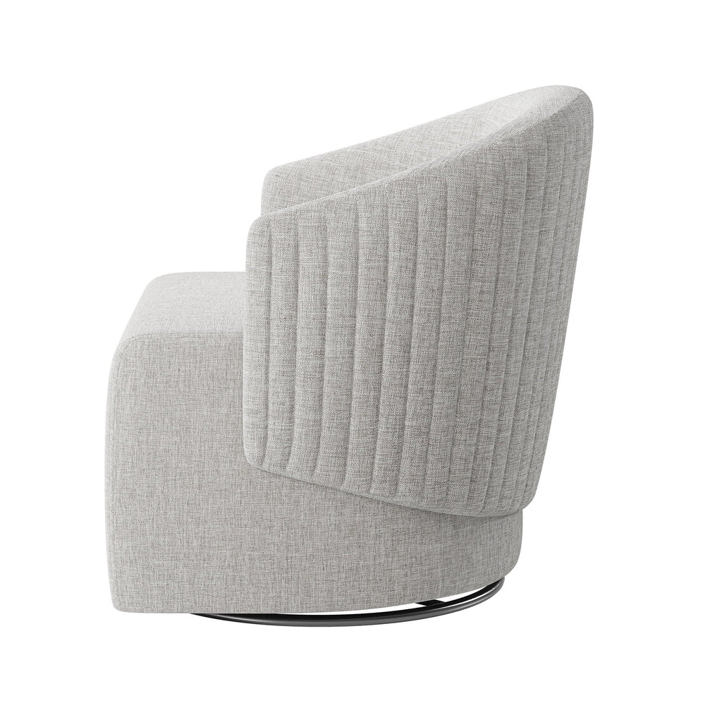 BELLEZE Swivel Accent Chair, Modern Upholstered Swivel Armchair 360 Degree Barrel Chair Comfy Corner Chair for Living Room Bedroom [Set of 2] - Malta (Light Grey)
