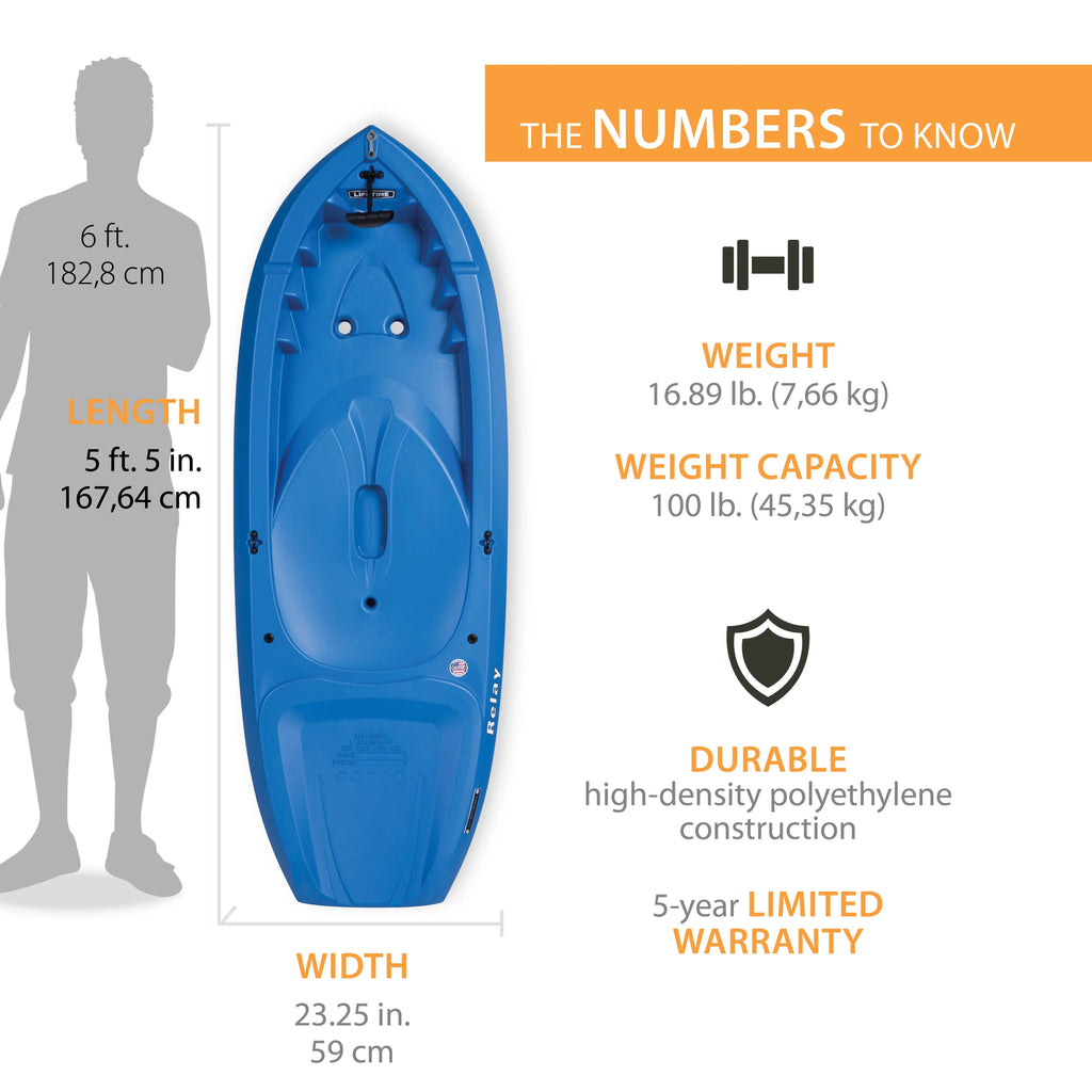 Lifetime Relay 65 in. Sit-on-Top 100 lb. Weight Capacity Youth Kayak, Chartreuse (91323)
