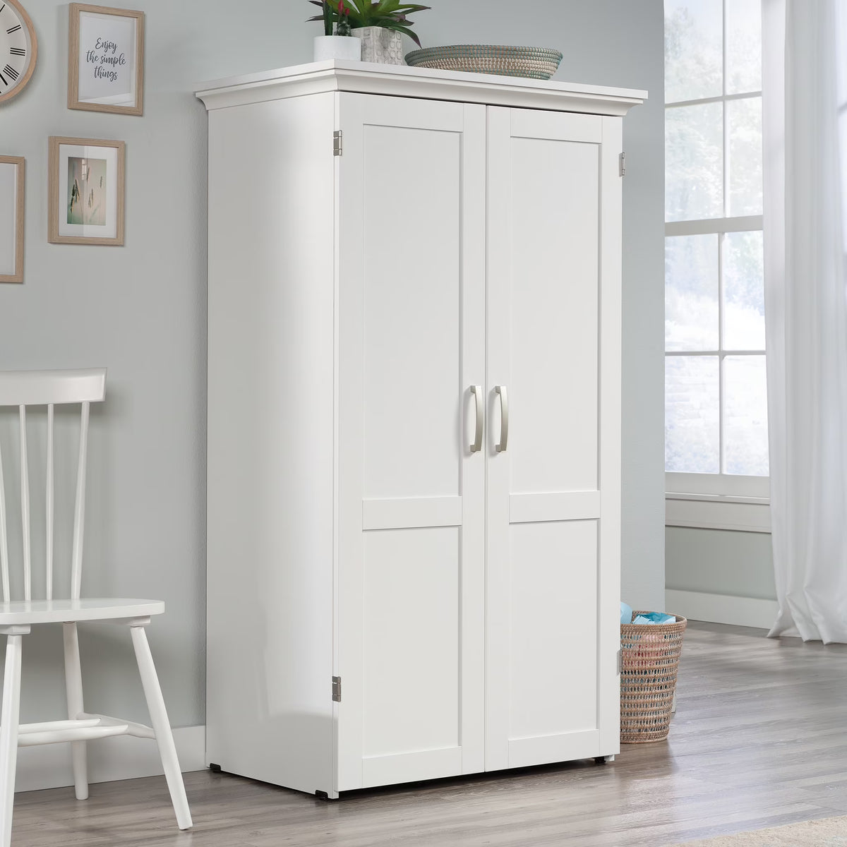 Sauder Craft & Sewing Armoire in Soft White, Soft White Finish