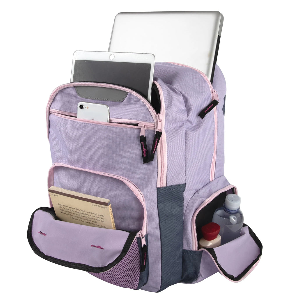 24 Pack of Bulk Wholesale Heavy Duty, Reflective, Dual Compartment, Multi-Pocket, Laptop Backpacks for Work, School, College, Classrooms, Charity and Homeless Donation in Male Colors Pack
