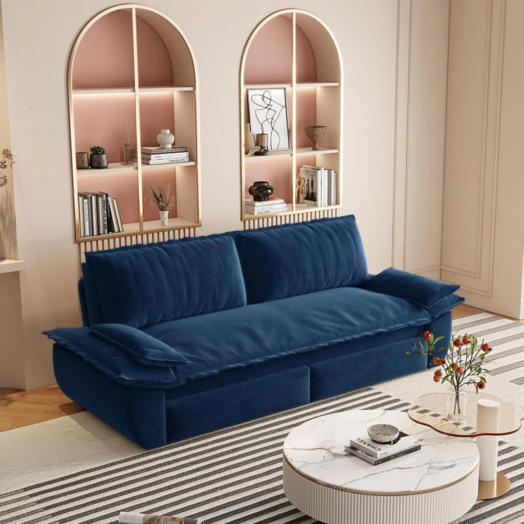 66" Queen Pull Out Sofa Bed, 3-in-1 Convertible Sleeper Sofa with Side Storage,Multi-Functional Velvet Loveseat Bed for Living Room,Bedroom