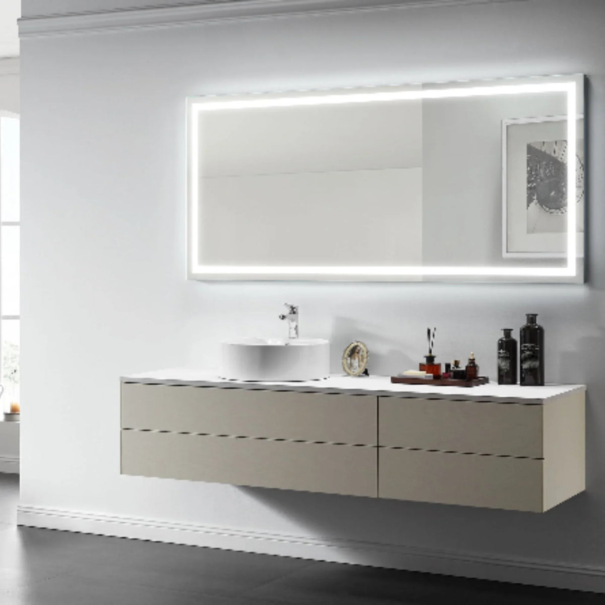 Modern Mirrors Astral Lighted Bathroom Vanity Mirror, Wall Mirror with Dimmable Daylight LED Lighting