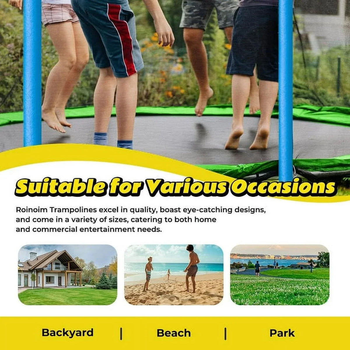 SOGES 12ft Trampolines with Slide and Swing, Basketball Hoop, 4�C7 Kids