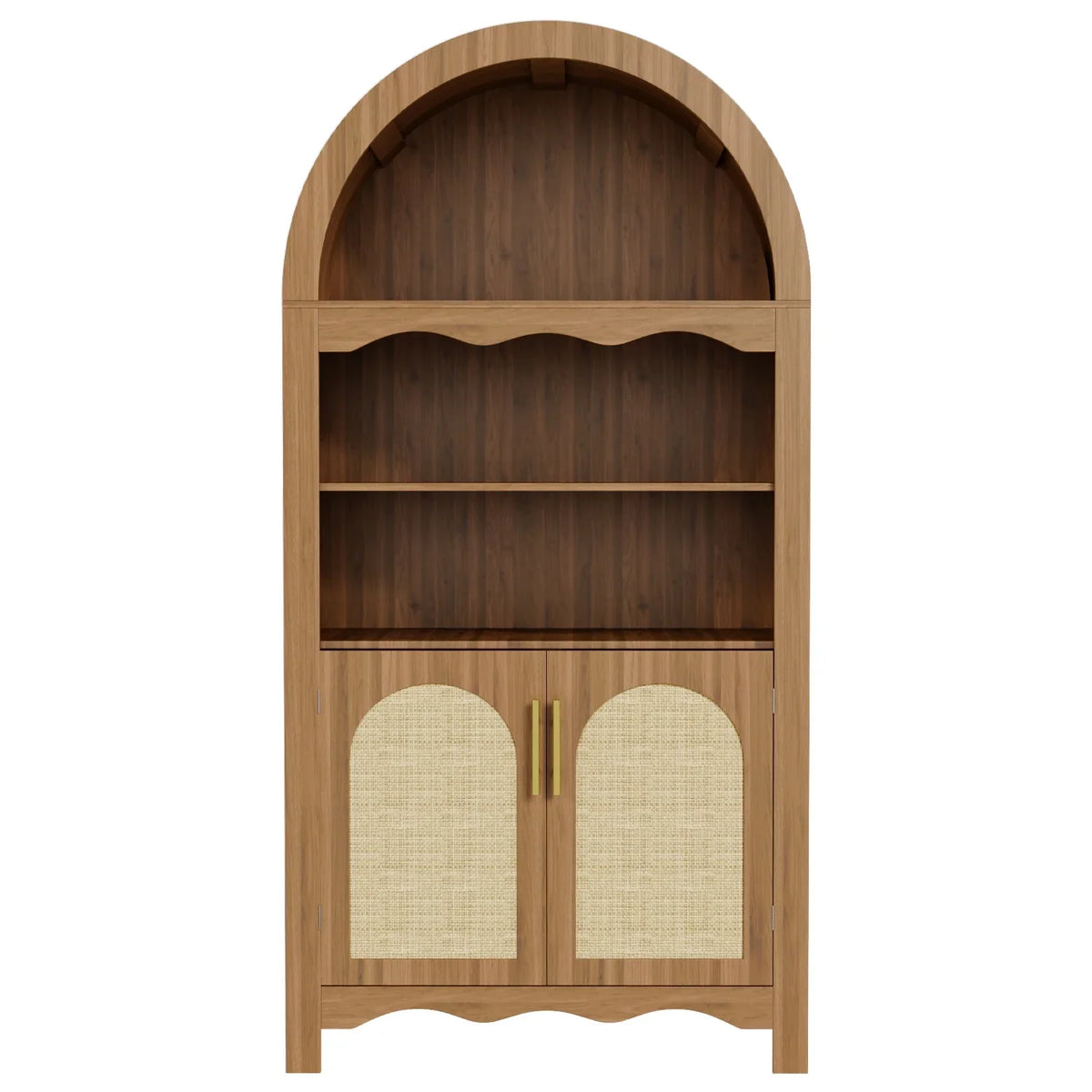 LAZZO 73-Inch Tall Arched Kitchen Pantry Storage Cabinet, 2 Doors, Brown