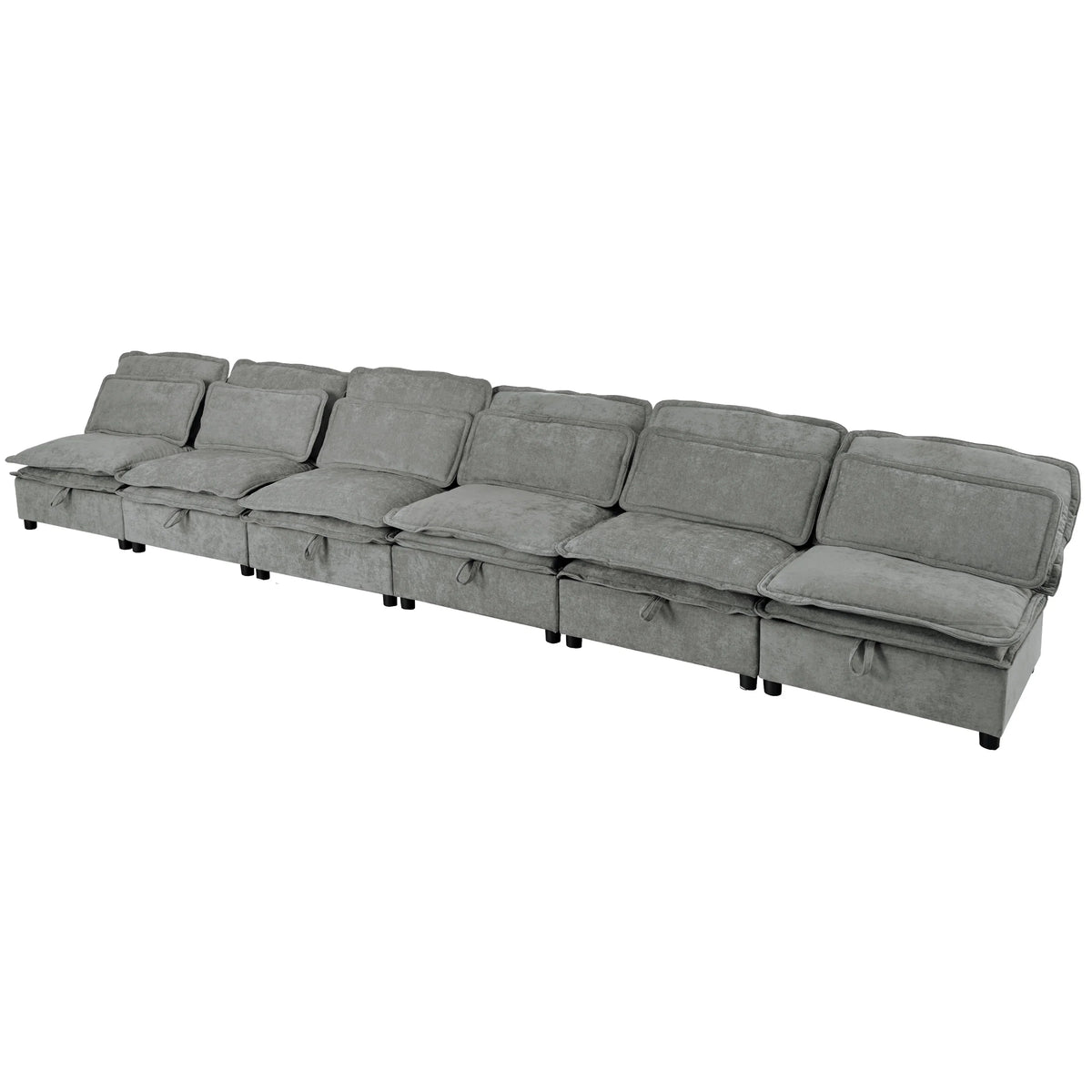 Harper & Bright Designs Modern Modular Corner Sofa Sectional with 2 Storage Ottomans, Free Combination L-Shaped Couch Set with Double-Layer Cushion for Living Room, Dark Blue