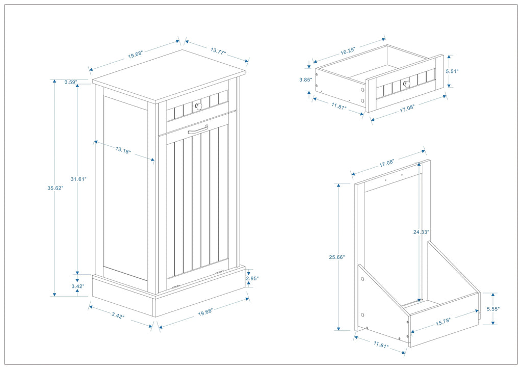 Tilt Out Trash Bin Cabinet 13 Gallon Pet Proof Trash Can Holder Kitchen Island Without Garbage Bin or Tilt Out Laundry Hamper,Hidden Trash can Cabinet Pull Out